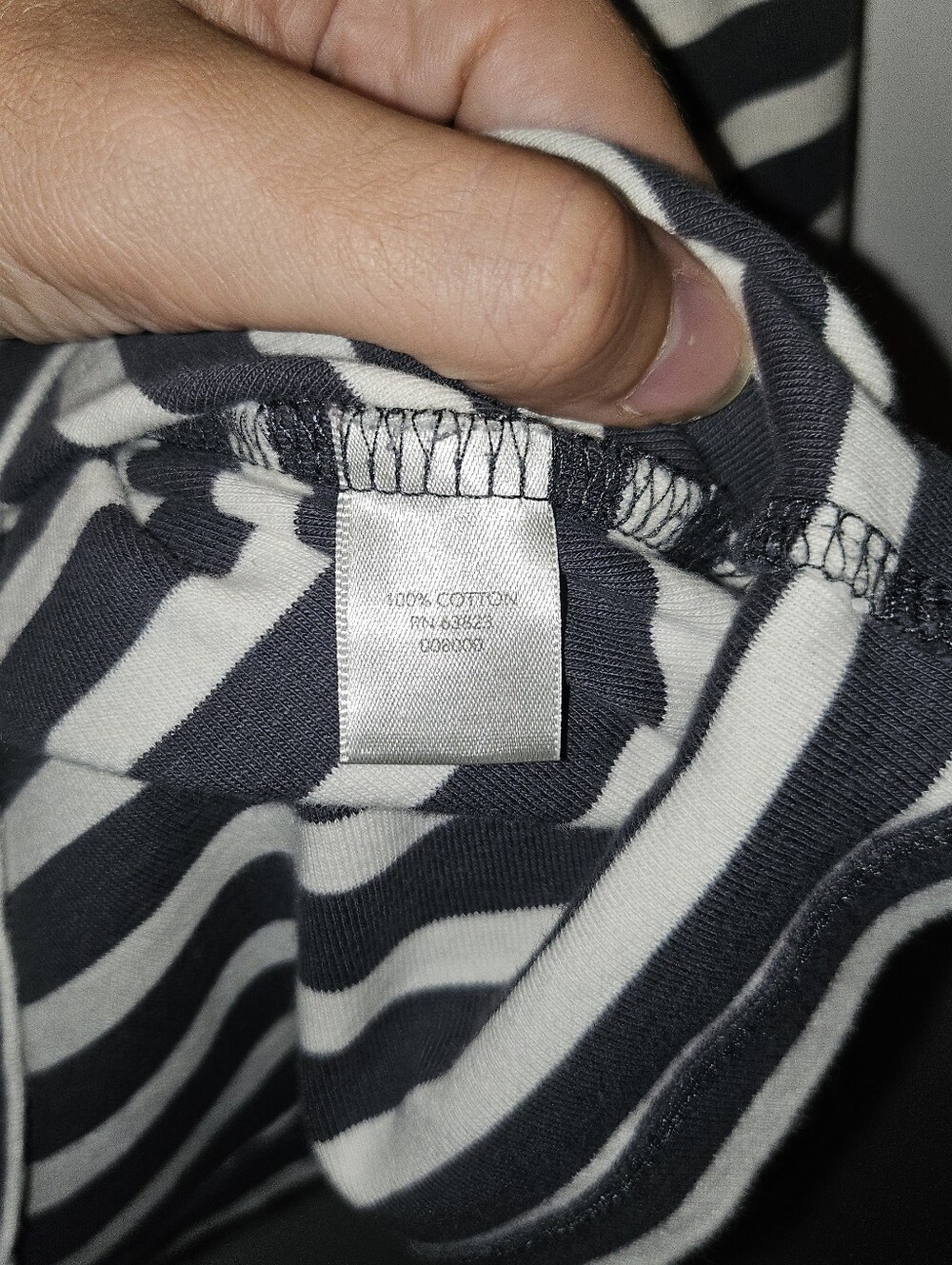 c j banks Striped Long Sleeve Tee 100% Cotton Gray White 1X - Picture 4 of 4